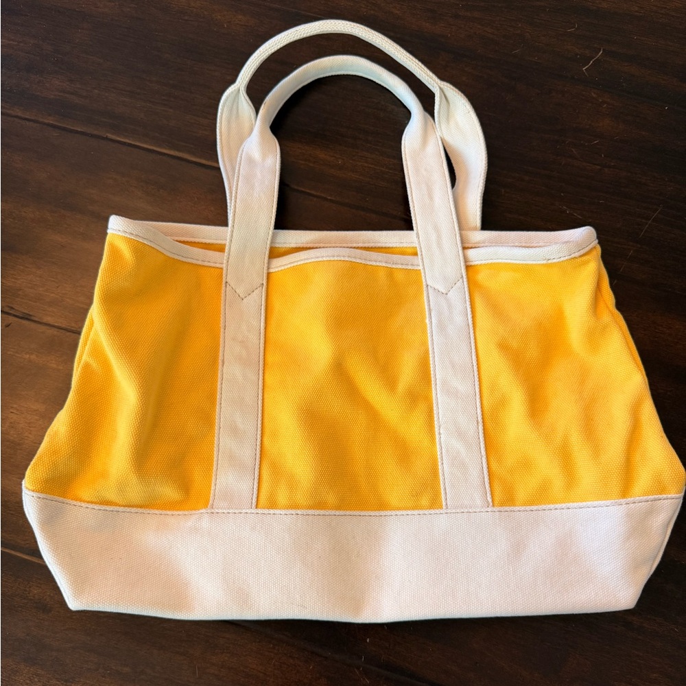 J. Crew Cotton Boat Tote Bag Small Yellow White